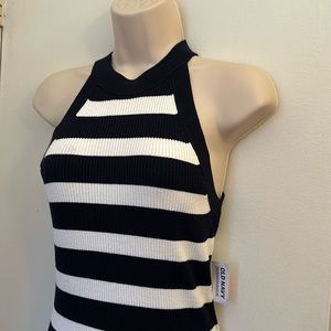 Old Navy Fitted Striped Sleeveless Rib-Knit Midi Sweater Dress for Women